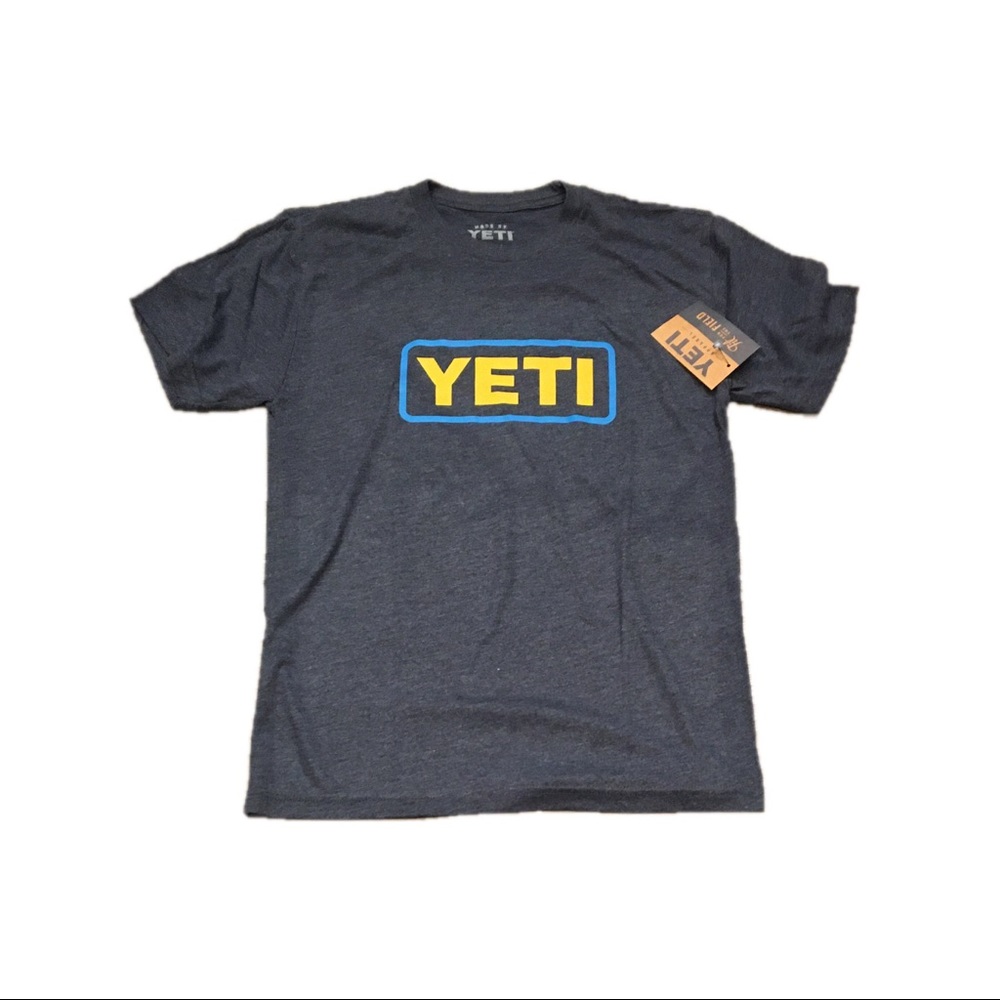 NWT Yeti Coolers Navy Tri‎ Blend Logo Badge Shirt